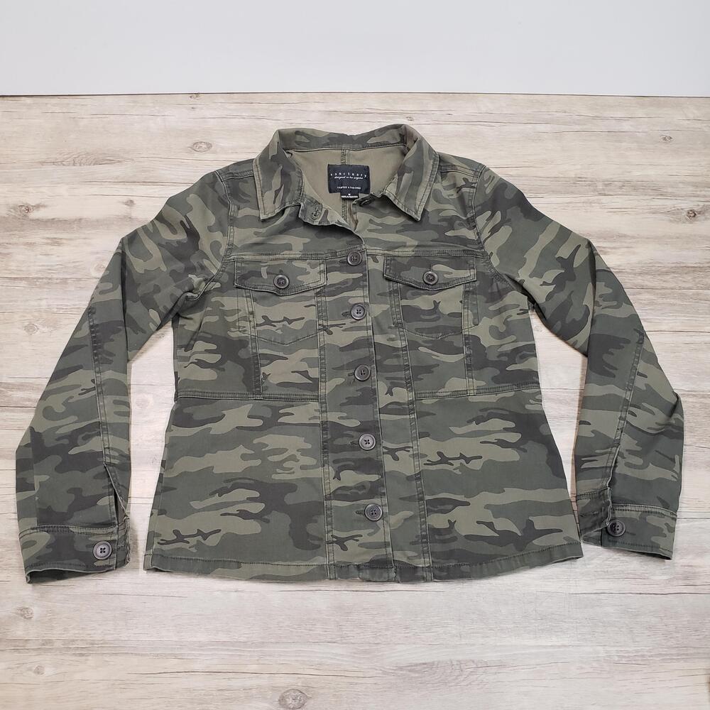 Sanctuary Jacket Womens Medium Camo Green Button Front Utility Crafted Tailored